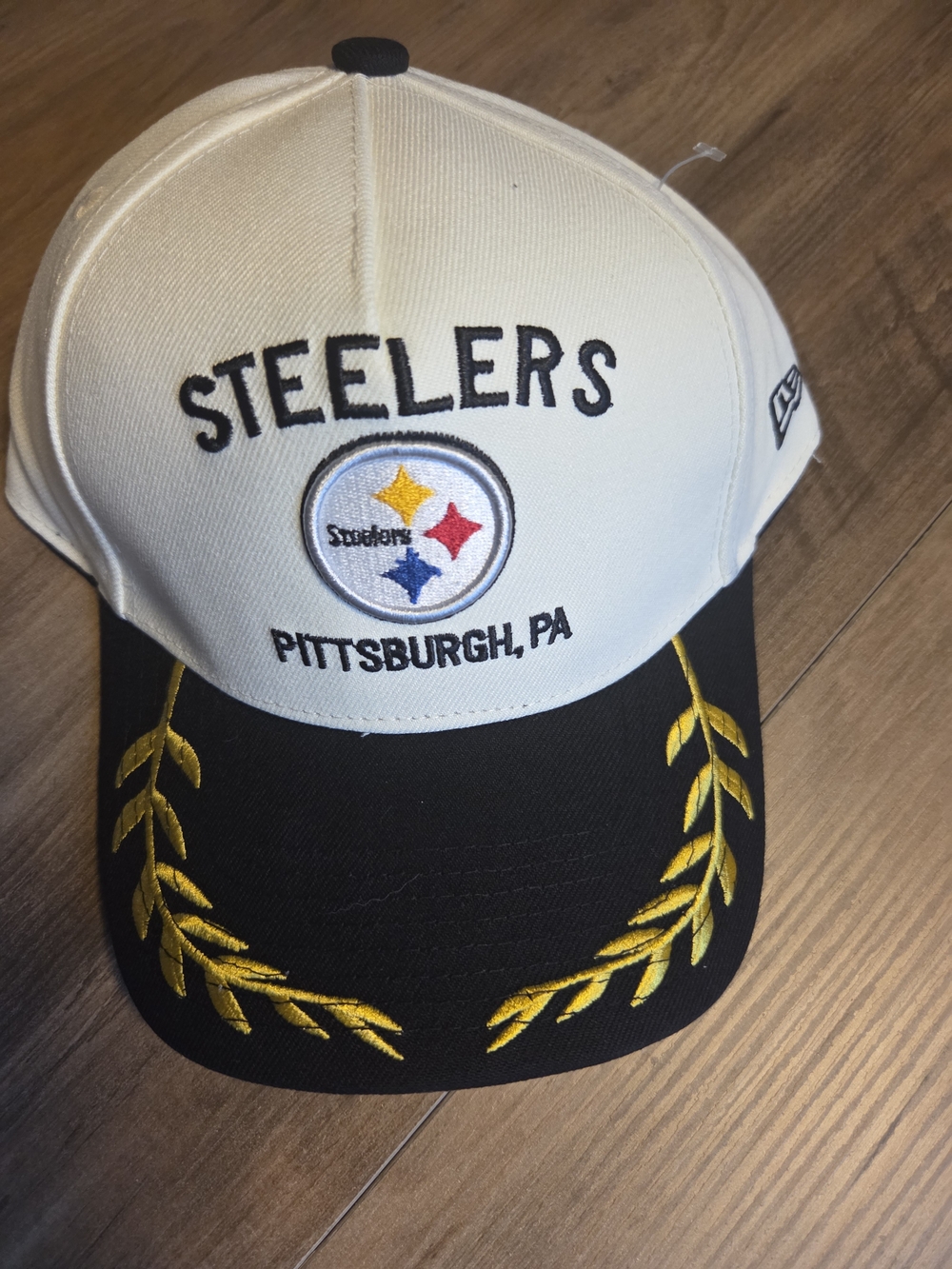 New Era Black and Cream Pittsburgh Steelers Embroidered Cap